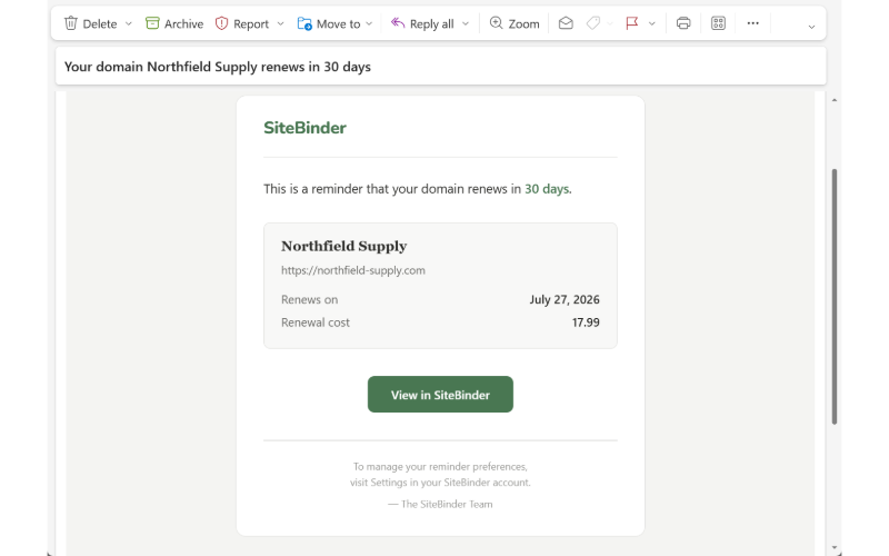Renewal Reminders screenshot